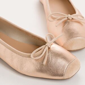 Reqins Women's Size 40 Ballet Flats Metallic Square Toe Ballerina Coquette Fairy